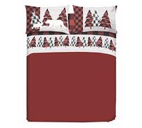 PENSIERI DELICATI Completo Letto Matrimoniale 100% Cotone, Completo Lenzuola Matrimoniali 180x200 Comprensivo di Lenzuolo Sotto, Sopra e 2 Federe, Made in Italy, Fantasia Canada Rosso