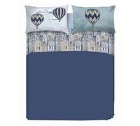 PENSIERI DELICATI Completo Letto Matrimoniale 100% Cotone, Completo Lenzuola Matrimoniali 180x200 Comprensivo di Lenzuolo Sotto, Sopra e 2 Federe, Made in Italy, Fantasia Volare Azzurro