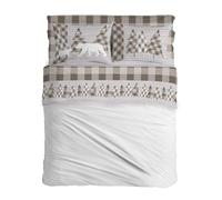 PENSIERI DELICATI Completo Letto Matrimoniale, Flanella 100% Cotone Caldo e Morbido, 2 Piazze 180x200cm, Include Lenzuolo Sotto, Sopra e 2 Federe, Made in Italy, Canada Beige