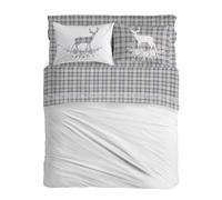 PENSIERI DELICATI Completo Letto Matrimoniale, Flanella 100% Cotone Caldo e Morbido, 2 Piazze 180x200cm, Include Lenzuolo Sotto, Sopra e 2 Federe, Made in Italy, Tartan Cervo Azzurro