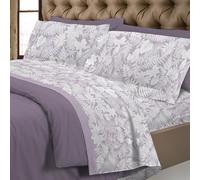 PENSIERI DELICATI Completo Letto Matrimoniale, Flanella 100% Cotone Caldo e Morbido, 2 Piazze 180x200cm, Include Lenzuolo Sotto, Sopra e 2 Federe, Made in Italy, Clorofilla Rosa