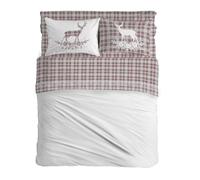 PENSIERI DELICATI Completo Letto Matrimoniale, Flanella 100% Cotone Caldo e Morbido, 2 Piazze 180x200cm, Include Lenzuolo Sotto, Sopra e 2 Federe, Made in Italy, Tartan Cervo Rosso