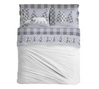 PENSIERI DELICATI Completo Letto Matrimoniale, Flanella 100% Cotone Caldo e Morbido, 2 Piazze 180x200cm, Include Lenzuolo Sotto, Sopra e 2 Federe, Made in Italy, Canada Grigio