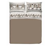 PENSIERI DELICATI Completo Letto Matrimoniale, Flanella 100% Cotone Caldo e Morbido, Completo Lenzuola 2 Piazze 180x200cm, Include Lenzuolo Sotto, Sopra e 2 Federe, Made in Italy, Fantasia Gnomi Beige