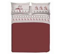 PENSIERI DELICATI Completo Letto Matrimoniale, Flanella 100% Cotone Caldo e Morbido, Completo Lenzuola Made in Italy 2 Piazze 180x200cm, Include Lenzuolo Sotto, Sopra e 2 Federe, Fantasia Renna Rosso
