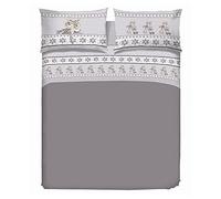 PENSIERI DELICATI Completo Letto Matrimoniale, Flanella 100% Cotone Caldo e Morbido, Completo Lenzuola Made in Italy 2 Piazze 180x200cm, Include Lenzuolo Sotto, Sopra e 2 Federe, Fantasia Renna Grigio
