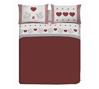 PENSIERI DELICATI Completo Letto Matrimoniale, Flanella 100% Cotone Caldo e Morbido, Completo Lenzuola 180 x 200 cm, Include Lenzuolo Sotto, Sopra e 2 Federe, Made in Italy, Fantasia Scoiattolo Rosso