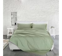 PENSIERI DELICATI Completo Letto Matrimoniale in Raso Tinta Unita 100% Cotone, Completo Lenzuola Matrimoniali 250x300 Comprensivo di Lenzuolo Sotto, Sopra e 2 Federe, Made in Italy, Color Salvia