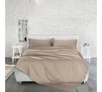 PENSIERI DELICATI Completo Letto Matrimoniale in Raso Tinta Unita 100% Cotone, Completo Lenzuola Matrimoniali 250x300 Comprensivo di Lenzuolo Sotto, Sopra e 2 Federe, Made in Italy, Color Taupe