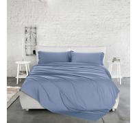 PENSIERI DELICATI Completo Letto Matrimoniale in Raso Tinta Unita 100% Cotone, Completo Lenzuola Matrimoniali 250x300 Comprensivo di Lenzuolo Sotto, Sopra e 2 Federe, Made in Italy, Color Niagara