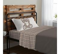 PENSIERI DELICATI Completo Letto Singolo, 100% Cotone Caldo e Morbido, Completo Lenzuola 1 Piazza 90 x 200 cm, Include Lenzuolo sotto, sopra e 1 Federa, Made in Italy, Tartan Orsetto Beige