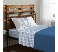 PENSIERI DELICATI Completo Letto Singolo, 100% Cotone Caldo e Morbido, Completo Lenzuola 1 Piazza 90 x 200 cm, Include Lenzuolo sotto, sopra e 1 Federa, Made in Italy, Primavera Orsetto Azzurro