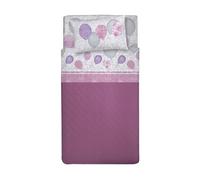 PENSIERI DELICATI Completo Letto Singolo 100% Cotone, Completo Lenzuola Singolo 90x200 Comprensivo di Lenzuolo sotto, Lenzuolo sopra e 1 Federa a Sacchetto, Made in Italy, Fantasia Palloncini Rosa