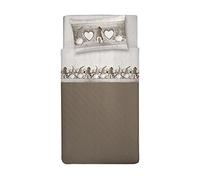 PENSIERI DELICATI Completo Letto Singolo 100% Cotone, Completo Lenzuola Singolo 90x200 Comprensivo di Lenzuolo sotto, Lenzuolo sopra e 1 Federa a Sacchetto, Made in Italy, Fantasia Gnomi Beige