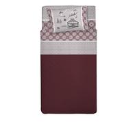 PENSIERI DELICATI Completo Letto Singolo 100% Cotone, Completo Lenzuola Singolo 90x200 Comprensivo di Lenzuolo sotto, Lenzuolo sopra e 1 Federa a Sacchetto, Made in Italy, Fantasia Chalet Rosso
