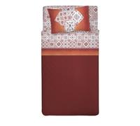 PENSIERI DELICATI Completo Letto Singolo 100% Cotone, Completo Lenzuola Singolo 90x200 Comprensivo di Lenzuolo sotto, Lenzuolo sopra e 1 Federa a Sacchetto, Made in Italy, Fantasia Maiolica Rosso