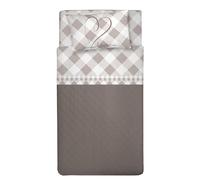 PENSIERI DELICATI Completo Letto Singolo 100% Cotone, Completo Lenzuola Singolo 90x200 Comprensivo di Lenzuolo sotto, Lenzuolo sopra e 1 Federa a Sacchetto, Made in Italy, Fantasia Lovely Check Beige