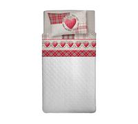 PENSIERI DELICATI Completo Letto Singolo 100% Cotone, Completo Lenzuola Singolo 90x200 con Lenzuolo Sotto, Lenzuolo Sopra e 1 Federa a Sacchetto, Made in Italy, Fantasia Love Mountain Rosso