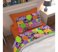 Pensieri Delicati Completo Letto Singolo, 150x295, 100% cotone, Basket | Per cameretta, lenzuolo sopra e federa a sacchetto con stampa digitale, lenzuolo sotto con angoli in tinta unita