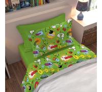 Pensieri Delicati Completo Letto Singolo, 150x295, 100% cotone, Yeah | Per cameretta, lenzuolo sopra e federa a sacchetto con stampa digitale, lenzuolo sotto con angoli in tinta unita