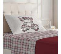 PENSIERI DELICATI Completo Letto Singolo, Flanella 100% Cotone Caldo e Morbido, Completo Lenzuola 1 Piazza 90 x 200 cm, Include Lenzuolo Sotto, Sopra e 1 Federa, Made in Italy, Tartan orsetto Rosso