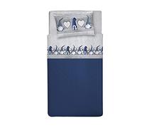PENSIERI DELICATI Completo Letto Singolo, Flanella 100% Cotone Caldo e Morbido, Completo Lenzuola 1 Piazza 90 x 200 cm, Include Lenzuolo Sotto, Sopra e 1 Federa, Made in Italy, Fantasia Gnomi Blu