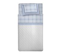 PENSIERI DELICATI Completo Letto Singolo, Flanella 100% Cotone Caldo e Morbido, Completo Lenzuola 1 Piazza 90 x 200 cm, Include Lenzuolo Sotto, Sopra e 1 Federa, Made in Italy, Torino Azzurro
