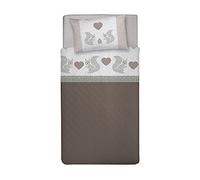 PENSIERI DELICATI Completo Letto Singolo, Flanella 100% Cotone Caldo e Morbido, Completo Lenzuola 1 Piazza 90x200 cm, Include Lenzuolo Sotto, Sopra e 1 Federa, Made in Italy, Fantasia Scoiattolo Beige