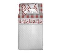 PENSIERI DELICATI Completo Letto Singolo, Flanella 100% Cotone Caldo e Morbido, Completo Lenzuola 1 Piazza 90 x 200 cm, Include Lenzuolo Sotto, Sopra e 1 Federa, Made in Italy, Canada Rosso