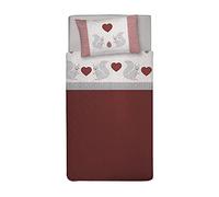 PENSIERI DELICATI Completo Letto Singolo, Flanella 100% Cotone Caldo e Morbido, Completo Lenzuola 1 Piazza 90x200 cm, Include Lenzuolo Sotto, Sopra e 1 Federa, Made in Italy, Fantasia Scoiattolo Rosso