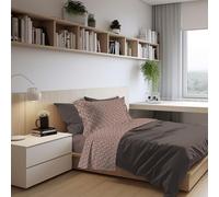 PENSIERI DELICATI Completo Letto Singolo in Percalle 100% Cotone, Completo 160x300 Comprensivo di Lenzuolo Sotto, Lenzuolo Sopra e 1 Federa a due Volant, Made in Italy, Fantasia Provenza Marrone