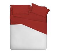 PENSIERI DELICATI Completo Letto Tinta Unita Matrimoniale 100% Cotone, Completo Lenzuola Matrimoniali 180x200 Comprensivo di Lenzuolo Sotto, Sopra e 2 Federe, Made in Italy, Colore Rosso
