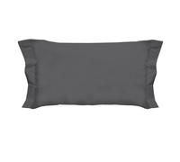 PENSIERI DELICATI Coppia di Federe 52x82 cm con Finitura a Due Volani in Tinta Unita, Realizzato 100% in Cotone, Made in Italy, Colore Antracite