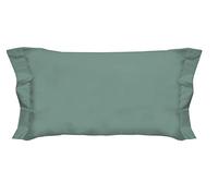 PENSIERI DELICATI Coppia di Federe 52x82 cm con Finitura a Due Volani in Tinta Unita, Realizzato 100% in Cotone, Made in Italy, Colore Verde