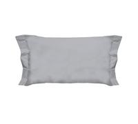 PENSIERI DELICATI Coppia di Federe 52x82 cm con Finitura a Due Volani in Tinta Unita, Realizzato 100% in Cotone, Made in Italy, Colore Grigio