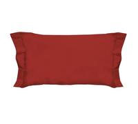 PENSIERI DELICATI Coppia di Federe 52x82 cm con Finitura a Due Volani in Tinta Unita, Realizzato 100% in Cotone, Made in Italy, Colore Rosso