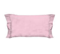 PENSIERI DELICATI Coppia di Federe 52x82 cm con Finitura a Due Volani in Tinta Unita, Realizzato 100% in Cotone, Made in Italy, Colore Rosa