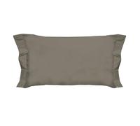 PENSIERI DELICATI Coppia di Federe 52x82 cm con Finitura a Due Volani in Tinta Unita, Realizzato 100% in Cotone, Made in Italy, Colore Tortora