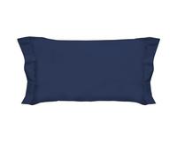 PENSIERI DELICATI Coppia di Federe 52x82 cm con Finitura a Due Volani in Tinta Unita, Realizzato 100% in Cotone, Made in Italy, Colore Blu