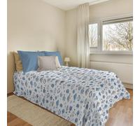 PENSIERI DELICATI Copriletto 170 x 280 cm, Singolo 100% Cotone Pique, Ideale Come Telo Arredo, Coperta Salva Letto 1 Piazza, Fantasia Oceano Bianco, 100% Made in Italy