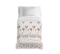 PENSIERI DELICATI Copriletto 170 x 280 cm, Telo Singolo 100% Cotone Pique, Ideale Come Telo Arredo, Coperta Salva Letto 1 Piazza, Fantasia Mongolfiera Beige, 100% Made in Italy