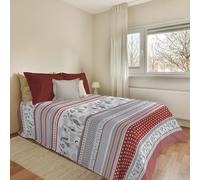 PENSIERI DELICATI Copriletto 170 x 280 cm, Telo Singolo 100% Cotone Pique, Ideale Come Telo Arredo, Coperta Salva Letto 1 Piazza, Fantasia BauBau Rosso, 100% Made in Italy