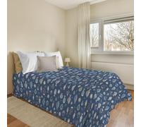 PENSIERI DELICATI Telo Copriletto 170 x 280 cm, Telo Singolo 100% Cotone Pique, Ideale Come Telo Arredo, Coperta Salva Letto 1 Piazza, Fantasia Oceano Blu, 100% Made in Italy