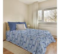 PENSIERI DELICATI Copriletto 170 x 280 cm, Telo Singolo 100% Cotone Pique, Ideale Come Telo Arredo, Coperta Salva Letto 1 Piazza, Fantasia Atene Azzurro, 100% Made in Italy