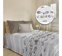 PENSIERI DELICATI Copriletto 170 x 280 cm, Telo Singolo 100% Cotone Pique, Ideale Come Telo Arredo, Coperta Salva Letto 1 Piazza, Fantasia Pesciolino Beige, 100% Made in Italy