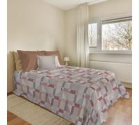 PENSIERI DELICATI Copriletto 220x280 cm, Singolo 100% Cotone Pique, Ideale Come Arredo, Coperta Salva Letto 1 Piazza e Mezza, Fantasia Atene Arancio, 100% Made in Italy