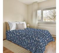 PENSIERI DELICATI Telo Copriletto 220x280 cm, Telo Singolo 100% Cotone Pique, Ideale Come Telo Arredo, Coperta Salva Letto 1 Piazza e Mezza, Fantasia Oceano Blu, 100% Made in Italy