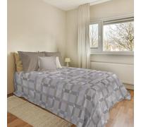 PENSIERI DELICATI Telo Copriletto 220x280 cm, Telo Singolo 100% Cotone Pique, Ideale Come Telo Arredo, Coperta Salva Letto 1 Piazza e Mezza, Fantasia Atene Beige, 100% Made in Italy