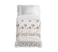 PENSIERI DELICATI Telo Copriletto 220x280 cm, Telo Singolo 100% Cotone Pique, Ideale Come Telo Arredo, Coperta Salva Letto 1 Piazza e Mezza, Fantasia Mongolfiera Beige, 100% Made in Italy