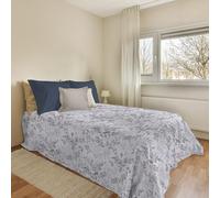 PENSIERI DELICATI Copriletto 220x280 cm, Telo Singolo 100% Cotone Pique, Ideale Come Telo Arredo, Coperta Salva Letto 1 Piazza e Mezza, Fantasia Vittoria Petrolio, 100% Made in Italy